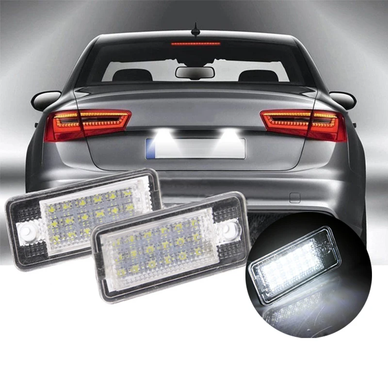 6000K White Error Free LED License Number Plate Light Lamps For Audi A4 B6 B7 Q7 4L A3 8P A6 C6 A5 8F A8 D3 D4 S3 S4 RS4 6 Bulb