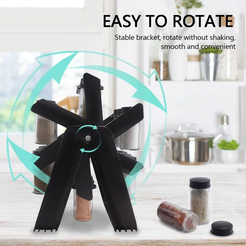 kitchen seasoning 18pcs bottles rotating organizer spice rack