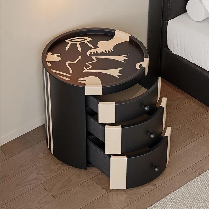 Medieval style painted bedside table graffiti creative high-end designer small apartment master bedroom three bucket art bedside