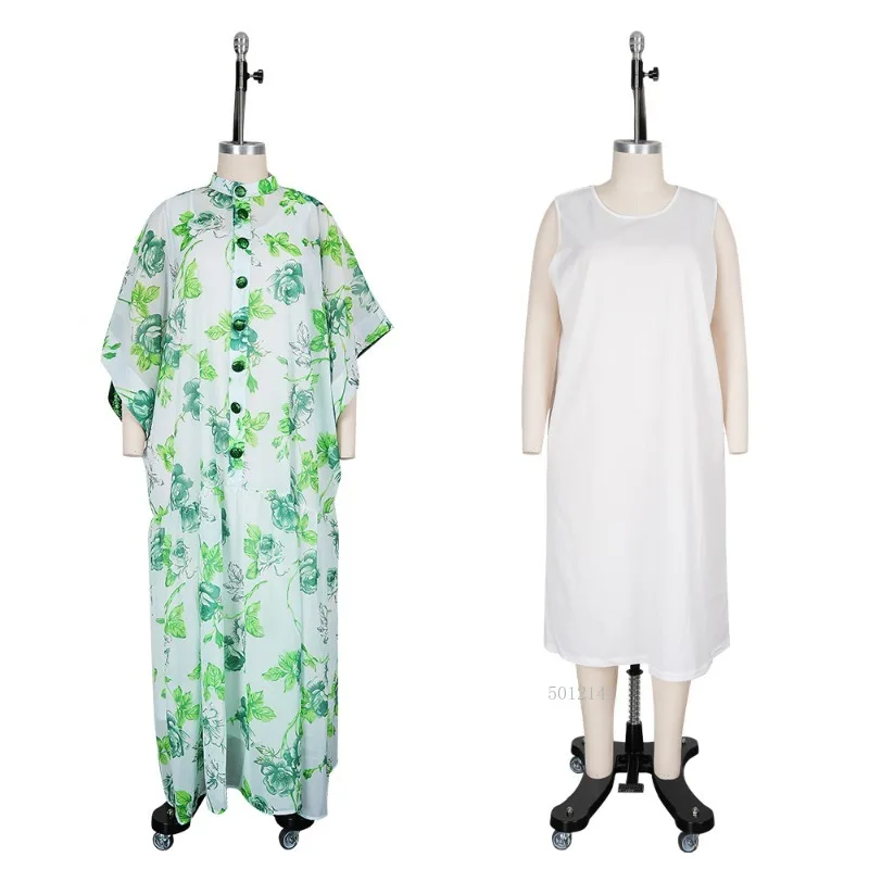 2026 Elegant African White Clothes Women's Printing Wedding Party Church Robe Bubu Gown Plus Size Muslim BouBou Djellaba Kaftan