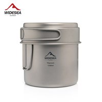 Widesea Camping Portable Mug Titanium Cooking 1100ML Pot Pan Folding Handles Hiking Outdoor Ultralight Tableware Cookware