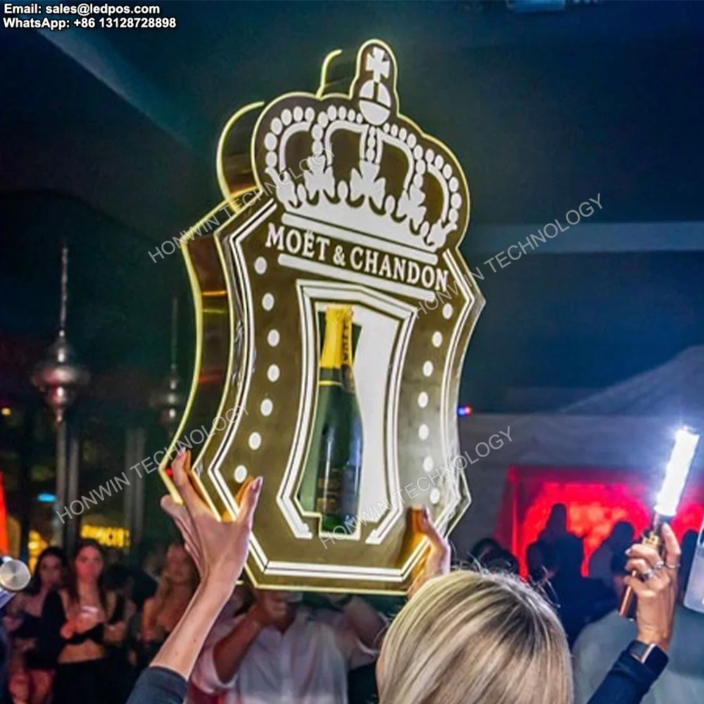 VIP SERVICE BOTTLE GLORIFIER HOLDER MOET GOLD KING CHAMPAGNE TEQUILA LED BOTTLE PRESENTER FOR NIGHT CLUB LOUNGE BAR PUB PARTY