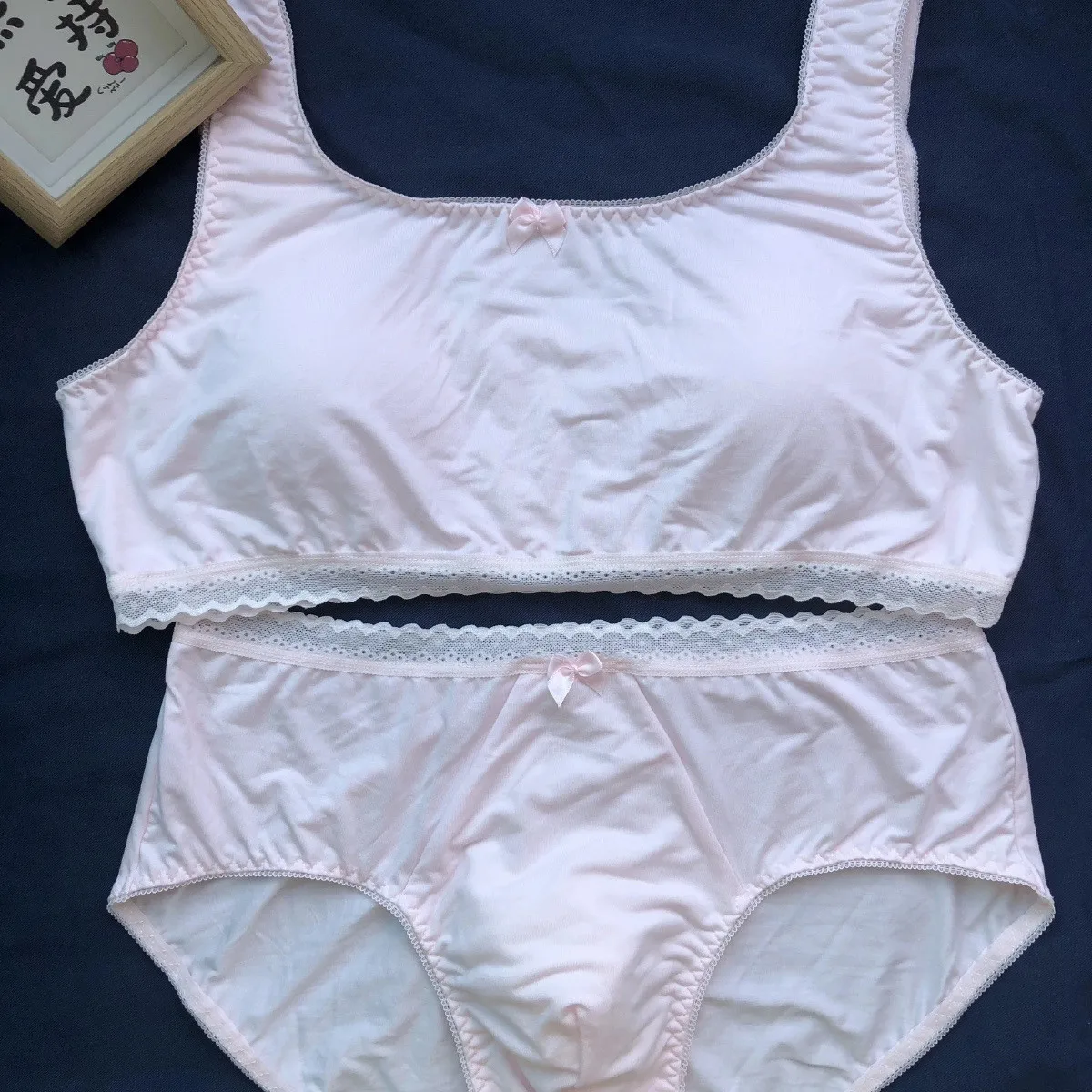 Handmade Men's Crossdresser Femboy Lingerie Set Bra Panties Cute Motal Soft Sexy High Aesthetic Underwear for Men