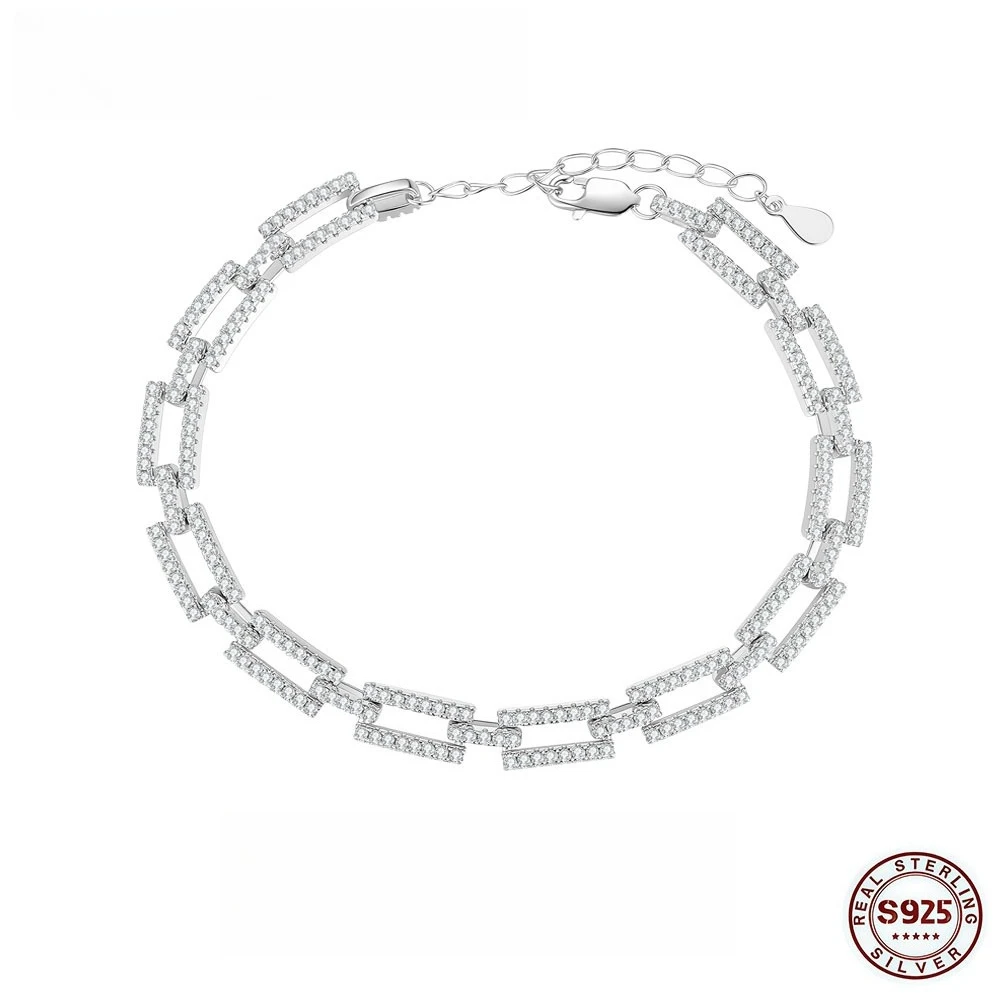 All Moissanite GRA D VVS1 Micro Pave Bracelet 925 Sterling Silver Engagement Daily Fine Jewelry Luxury Gift For Men And Women