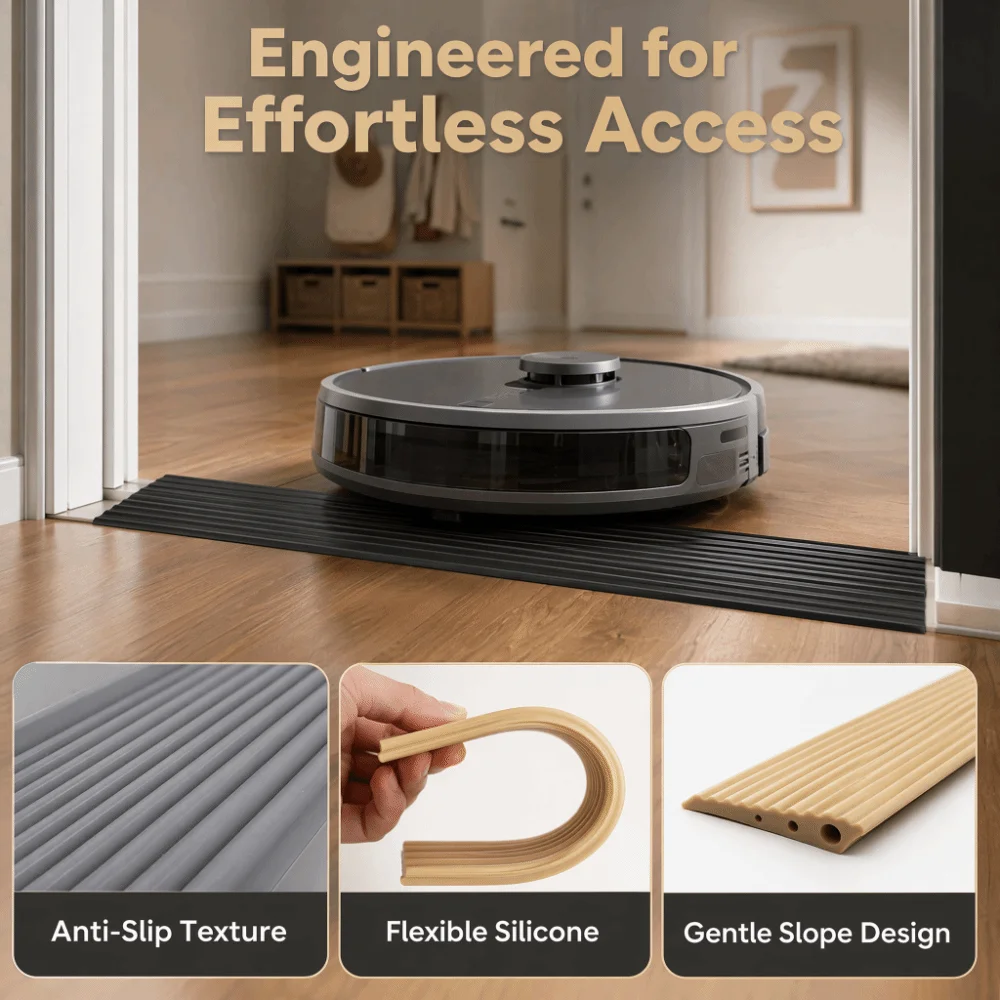 1M Silicone Sweeping Robot Slope Climbing Strip Bendable Anti-slip Threshold Ramp Waterproof Self-adhesive Water Barrier