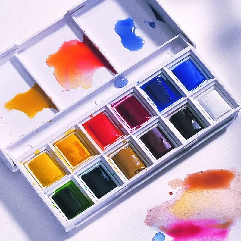 Winsor & Newton Cotman Solid Watercolor Paint Set Pocket Travel Half Acuarela Paint Tube Cotman Watercolor Paint Art Supplies