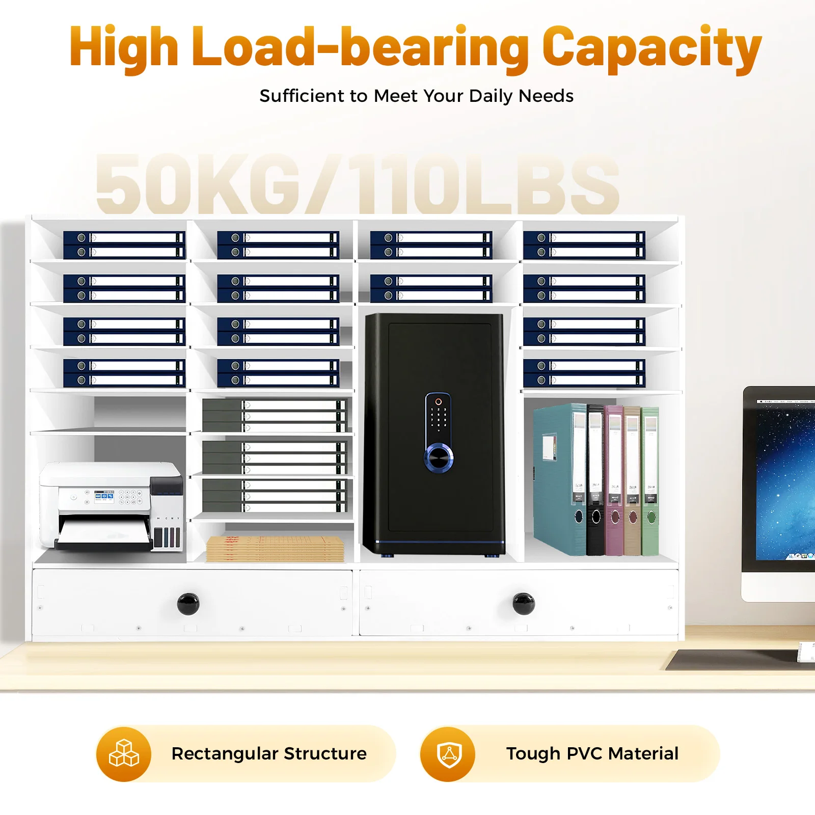 

Органайзеры для литературы, 32 отделения Офисный почтовый ящик с регулируемыми полками и 2 ящиками 39,4*12*25,2 дюйма (белый)