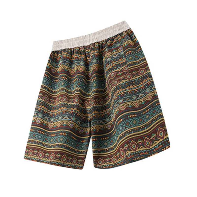 HKSH Summer New Men's Tide Ethnic Style Jacquard Shorts Outdoor Streetwear American Hawaiian Beach Capris Chic Ins Punk HK22701