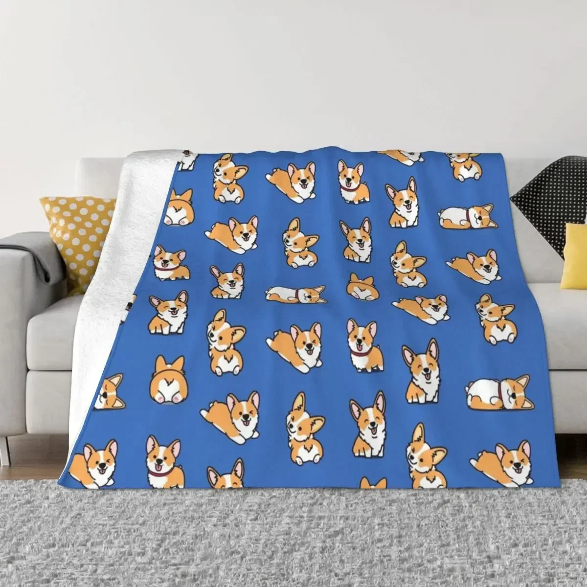 

Winter 3d Print Baby Blanket Kawaii Corgi Babes Carpet Plaid Plush Sofa Fashion Blankets Children Bedroom Living Bed Sofa Cover