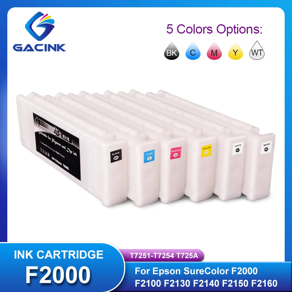 

T7251 T725A T7251-T7254 Compatible Ink Cartridge Filled With Textile Ink For Epson SureColor F2000 F2100 F2130 F2150 700ML/PC