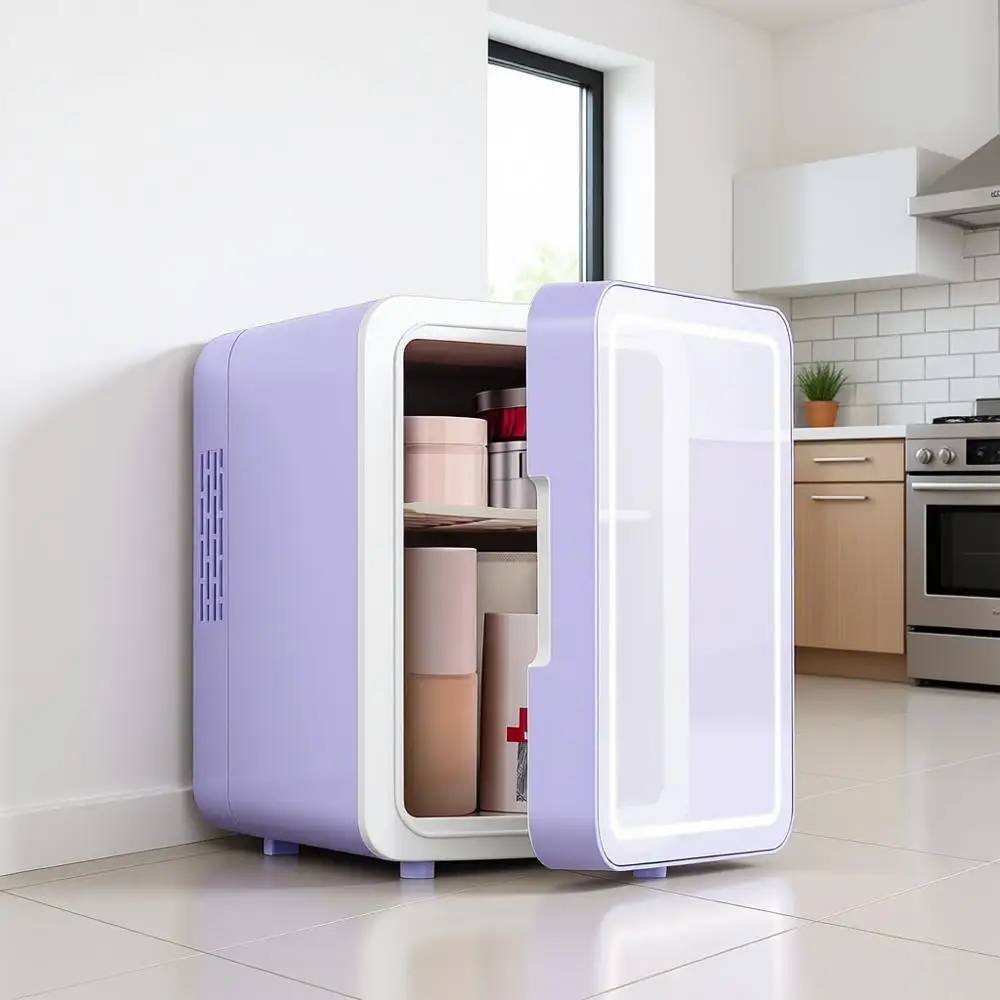 

Портативный мини-холодильник LED Mirror Beauty Ridge, 4 л, для спальни, автомобиля, офиса и общежития, охлаждение и подогрев