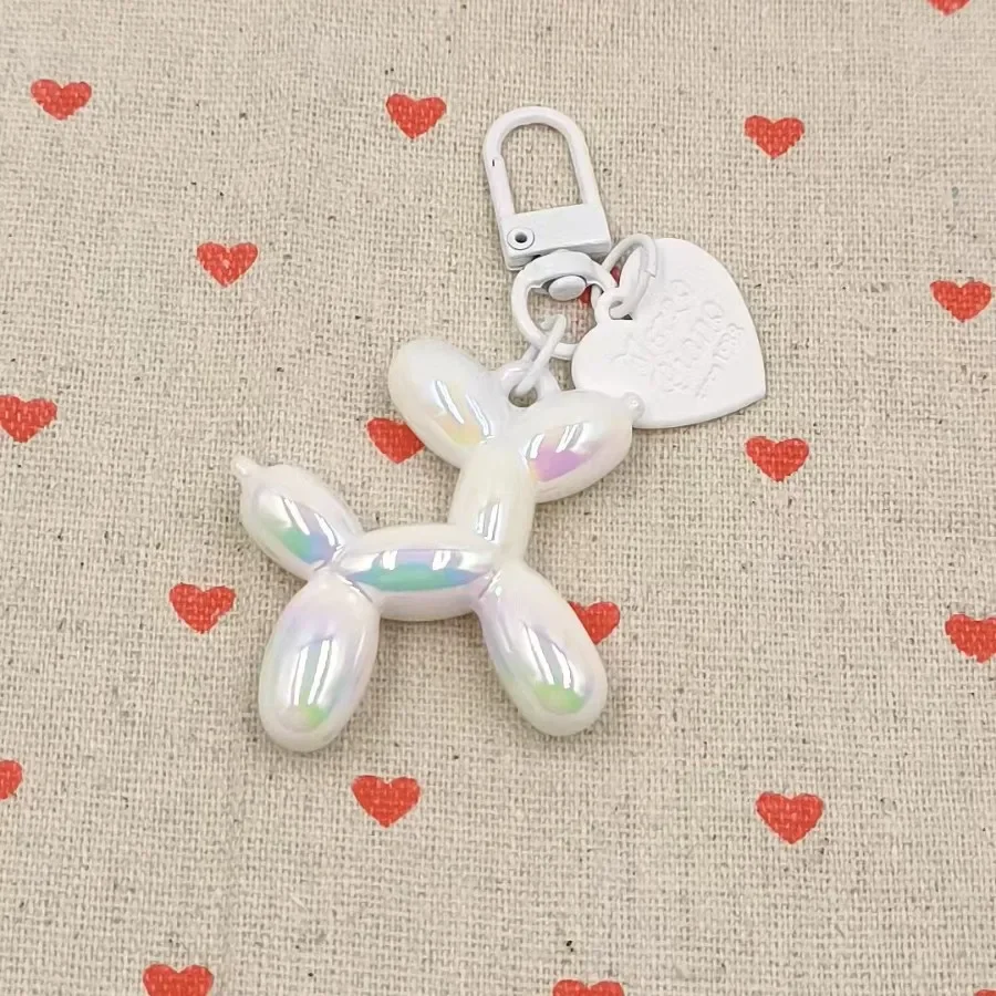 Cute Cartoon Creative Macaron solid color Balloon Dog Keychain Pendant Alloy Love Keychain Accessories Diy Small Gift Bag Charm