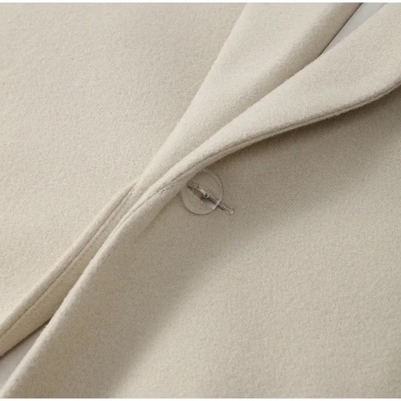 Modischer Damenmantel mit Quastensaum für Herbst und Winter, Umlegekragen, Langarm, Damen-Überziehmantel 2026, Braun, High-Street-Damenoberbekleidung – Detail 6