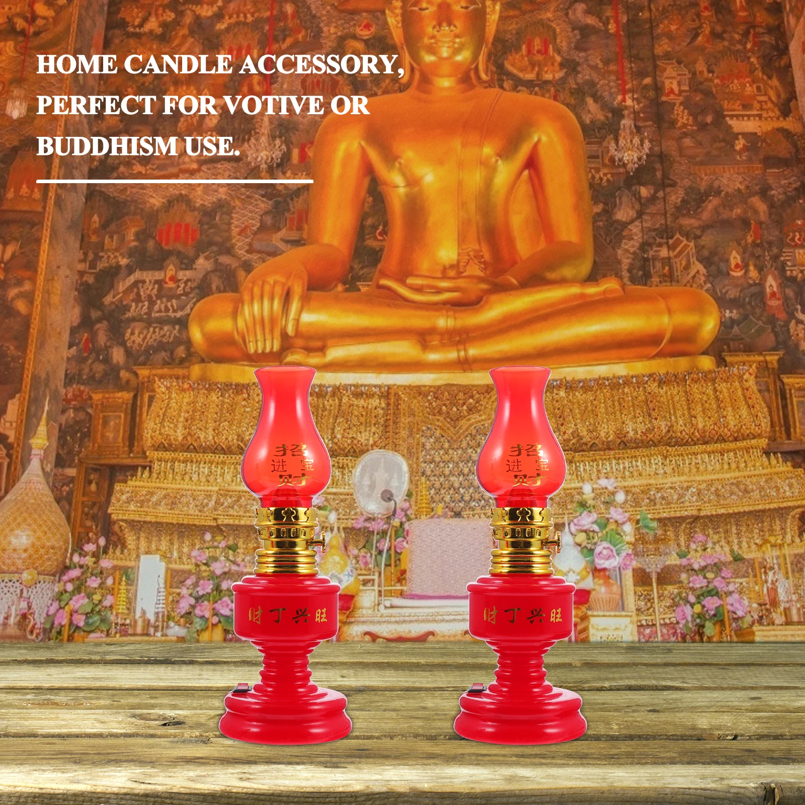 

2Pcs Electronic Lamp LED Light Desktop Bedside Decorative Plastic Electric Wax C Indoor C Lamp les Durable Mini
