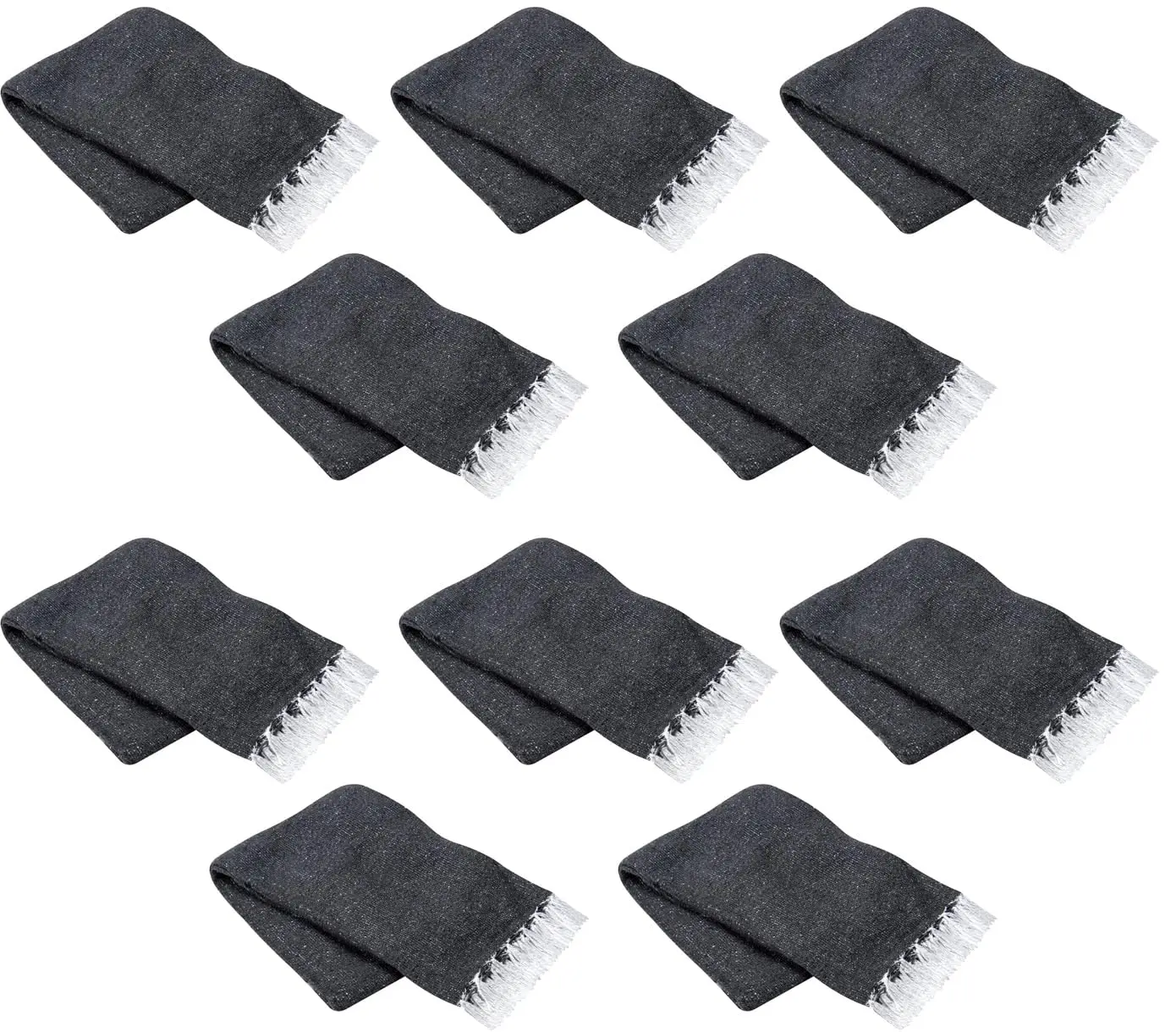 Cozumel Bulk Mexican Yoga Blanket, 10 Pack, Charcoal