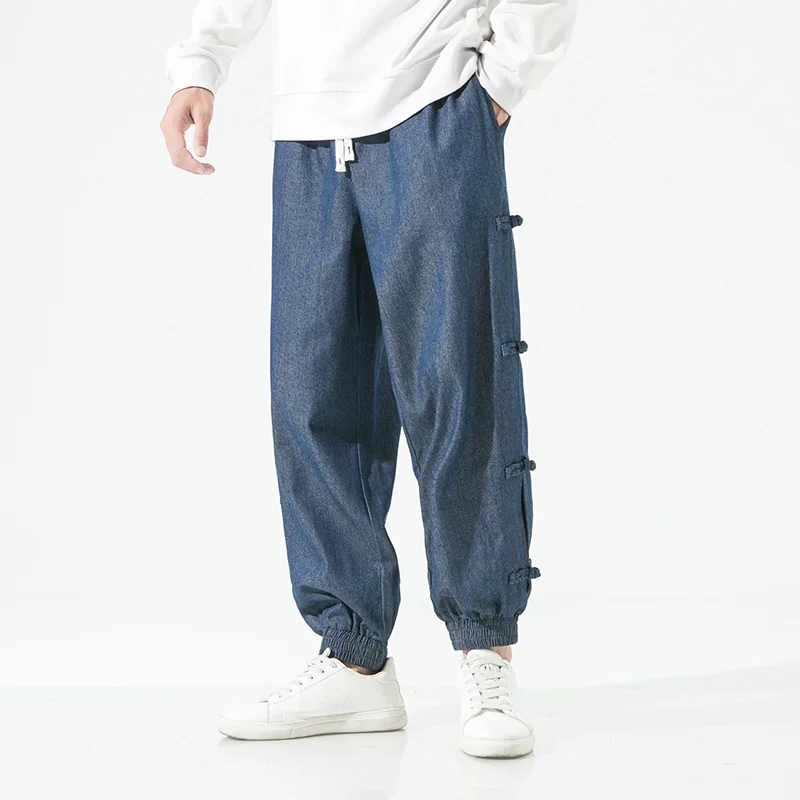 Chinese Style Loose Plus Size Jeans Men Clothing Harajuku Denim Casual Harem Pants Fashion Jogging Pants Oversized Joggers