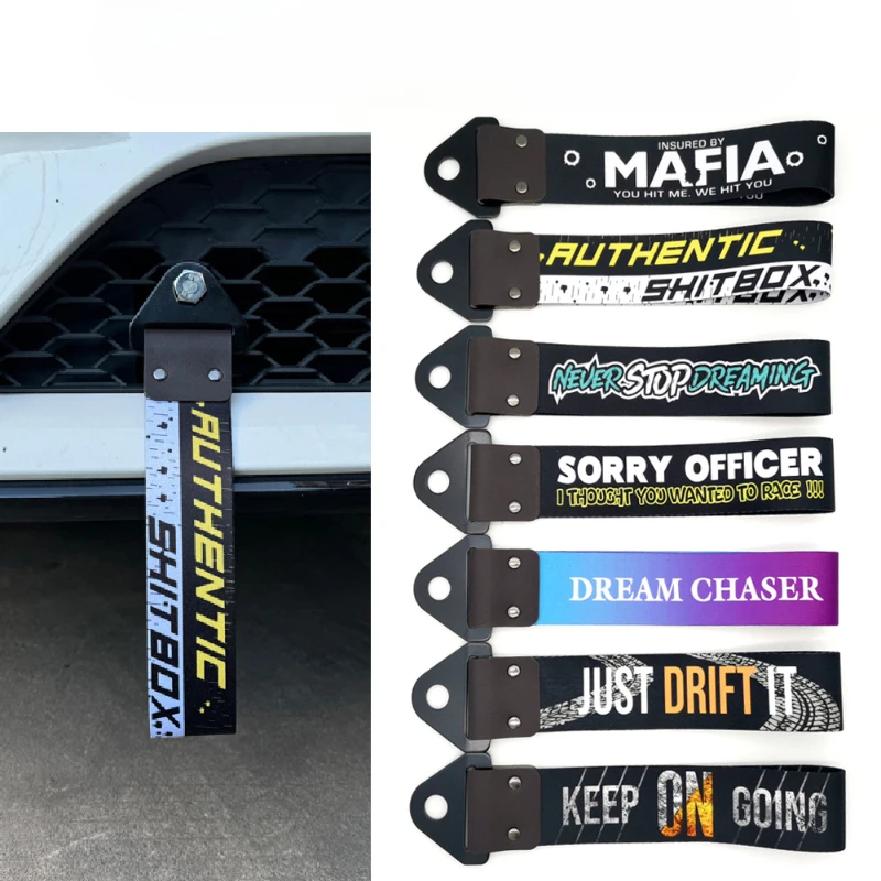 1 unidad, nueva correa de remolque JDM, correa de remolque para coche, barra de remolque, gancho de cuerda de remolque de coche de nailon, gancho de remolque decorativo para parachoques delantero, caja de mierda