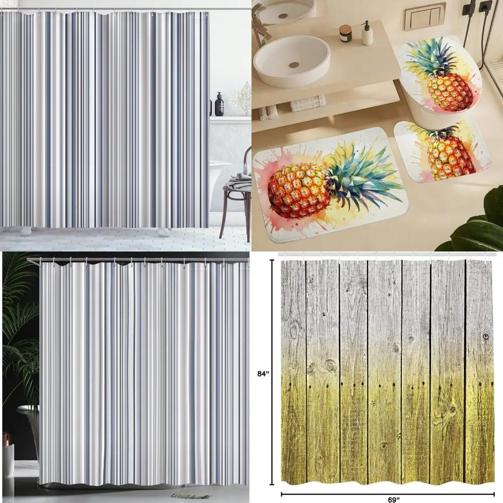 

vertical striped shower curtain with blue, purple, teal, aqua, and lavender geometric vintage design