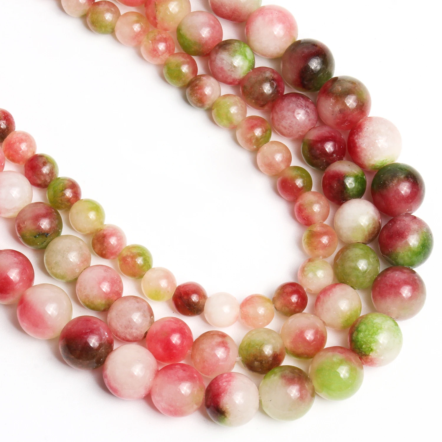 Natural Watermelon Tourmaline Jades Stone Beads Loose Spacer Beads for Jewelry Making Diy Bracelet Handmade Accessories 6 8 10mm