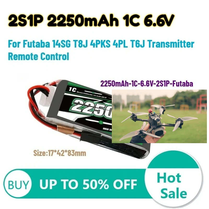 

2S1P 2250mAh 1C 6.6V Control Lipo Battery for Futaba 14SG T8J 4PKS 4PL T6J Transmitter Remote Control Rechargeable Battery