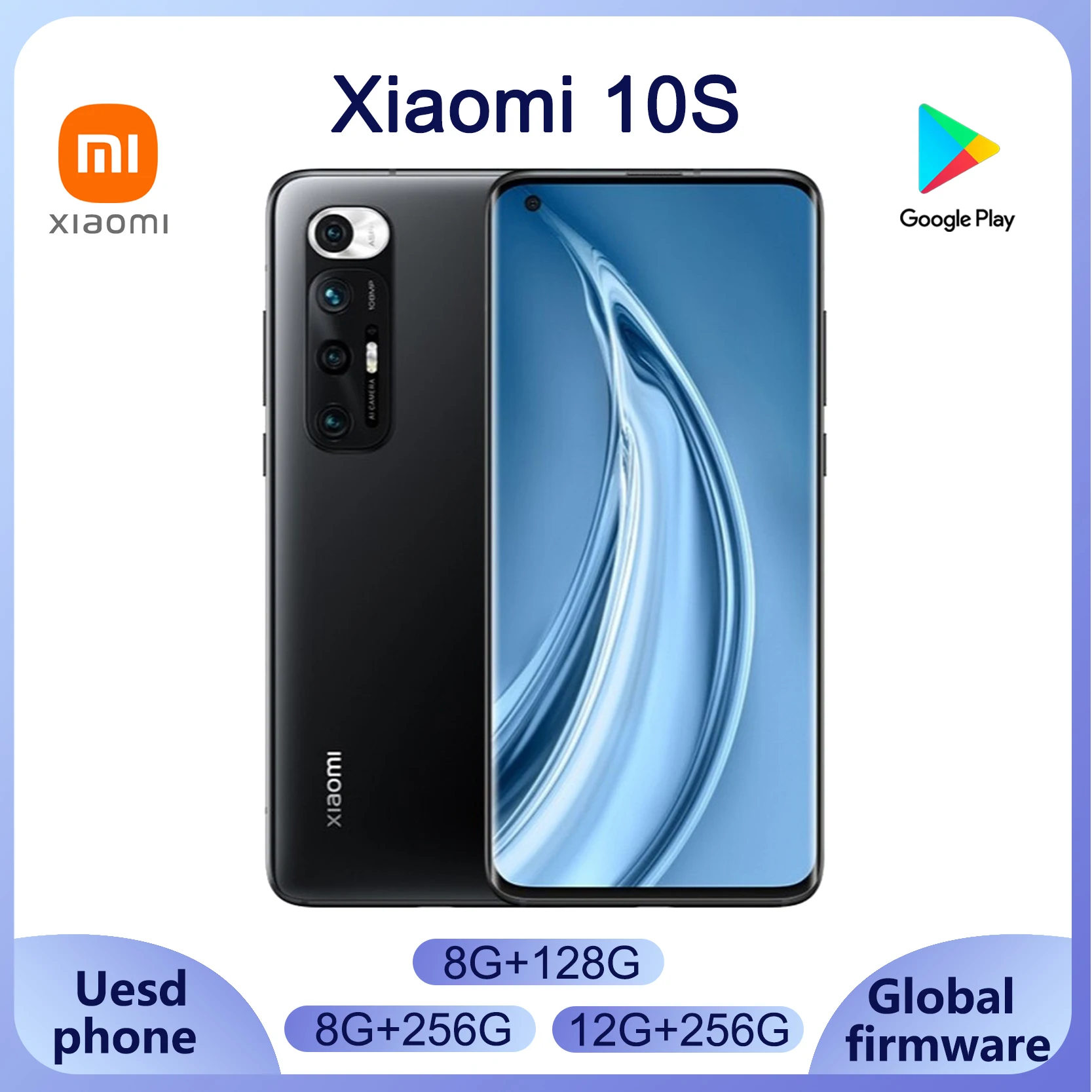 Xiaomi 10S 5G  Cellphone MI 10S Smarphone AMOLED Screen 6.67 Inch Qualcomm Snapdragon 870 108 MP Cameraused phone