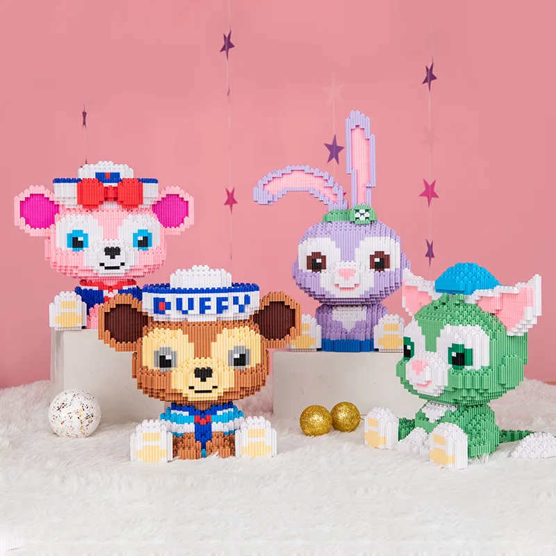 Disney Star Dailu series small particles adult children assembly creative building block toy cartoon Duffy bear model ornament