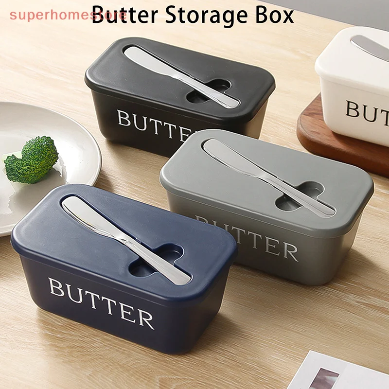 

Butter Container Food Grade PP Box Restaurant Sealed Storage Box Cheese Dish With Knife Butter Slicer Butter Tableware
