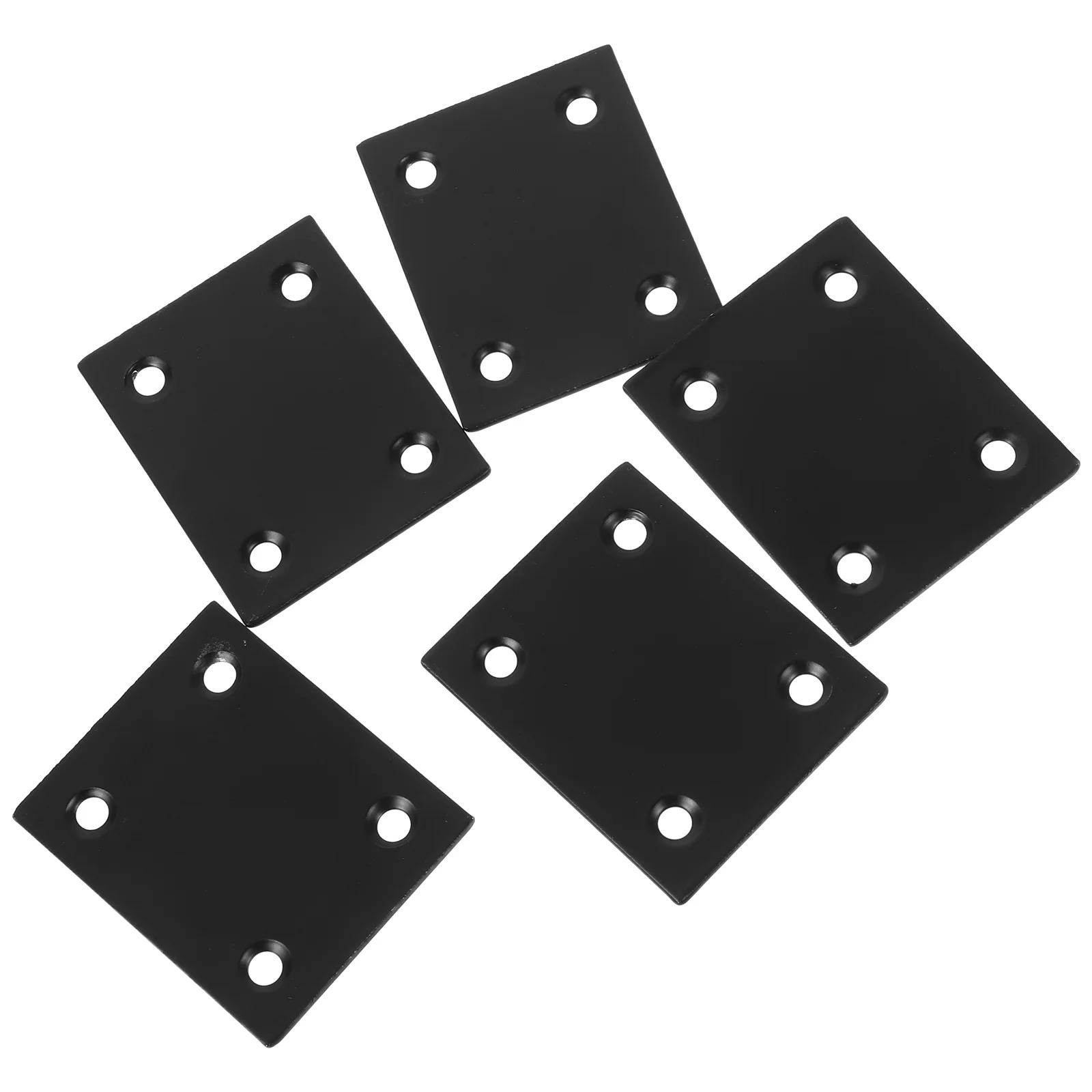 

5 Pcs Fixed Connector Metal Plate Flat Brackets for Wood Plates Braces Black Mending Corner