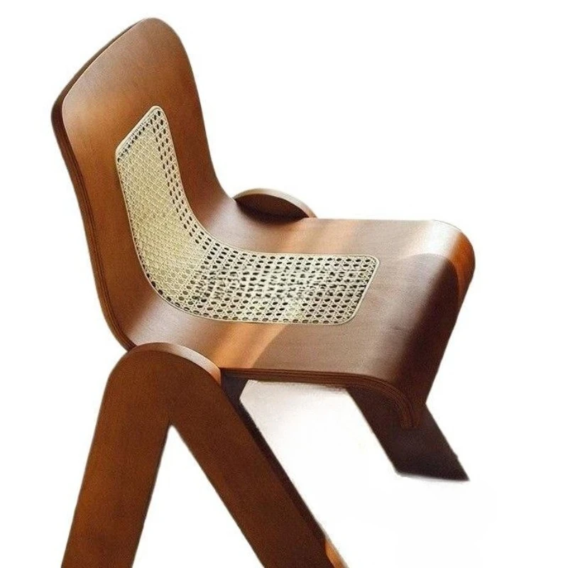 

Light luxury rattan bedroom creative French solid wood backrest dining chair simple
