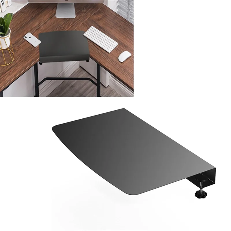 【B07R】Clamp-On Hoekbureau Connector Mouwplaat L Bureauplatform Verlengbevestiging Hoekbureaumat - Zwart