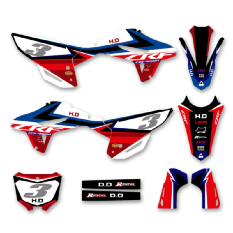 

DSMTECH Custom Graphics Decals Kit For Honda CRF450R CRF450 2021 2022 2023 CRF250R CRF250 2022 2023 2024 001