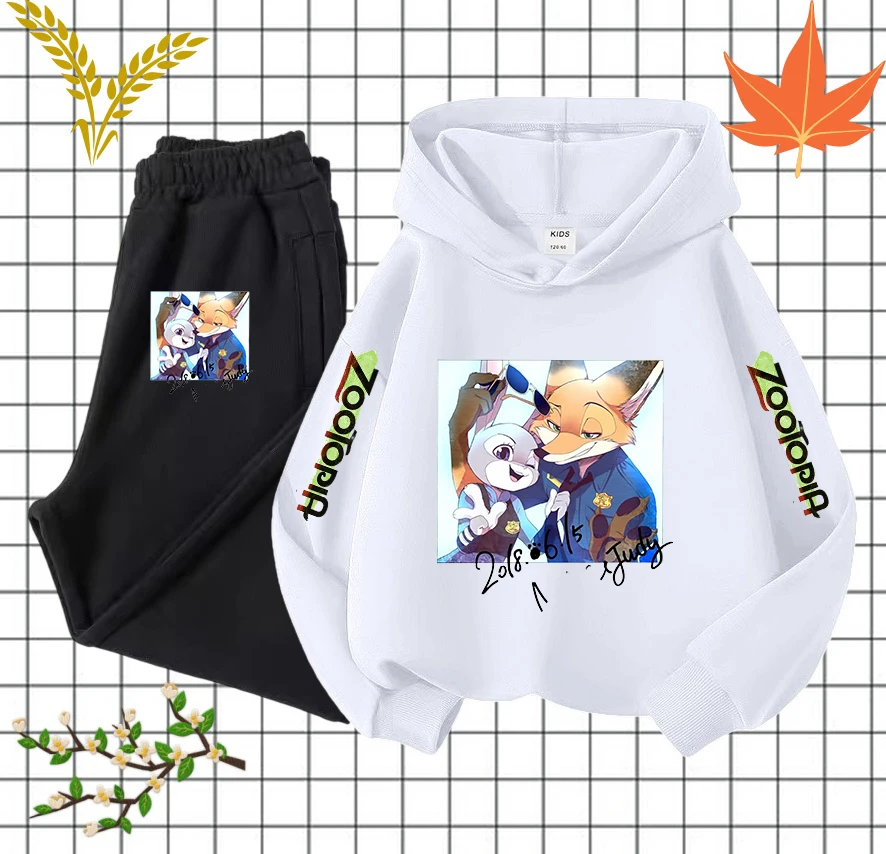 

Детский рождественский подарок Disney Zootopia, комплект костюмов Джуди и Ника Уайлд, детская одежда, зимняя толстовка с капюшоном и животным принтом