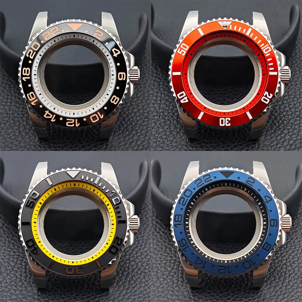 Caja de Reloj GMT de Acero Inoxidable Plateado de 40.5mm, Resistente al Agua, con Anillo de Capítulo Interno, Cristal de Zafiro, Fondo Transparente, Compatible con NH35 NH36 Automático