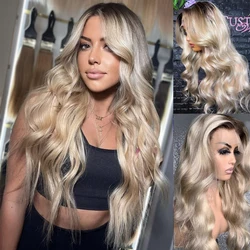  Dark brown Ombre ash Blonde Lace Front Human Hair wigs for women 613 blonde colored Body Wave Brazilian HD Transparent Lace 360