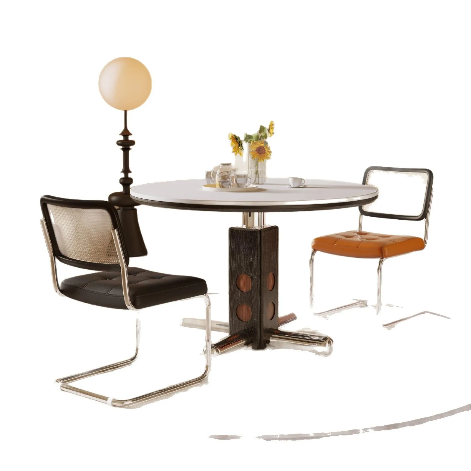 

Контрастный обеденный стол, устойчивый, без опрокидывания, ножки стола, китайская мебель, североамериканский серый деревянный обеденный стол, круглый