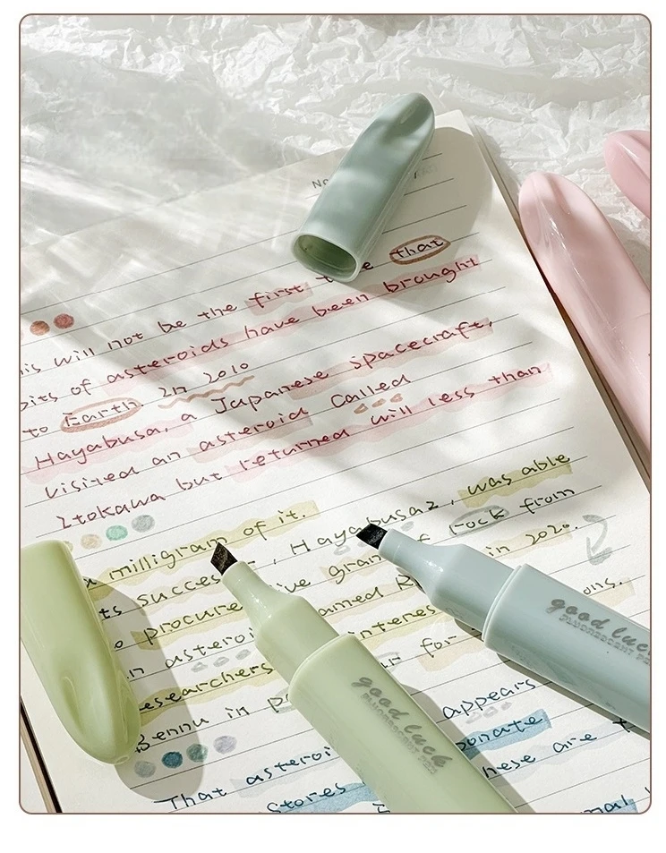 4-teiliges Morandi Color Dream Pastell Textmarker-Set mit weicher Spitze, schräger Marker-Liner zum Zeichnen und Malen A3033 – Detail 3