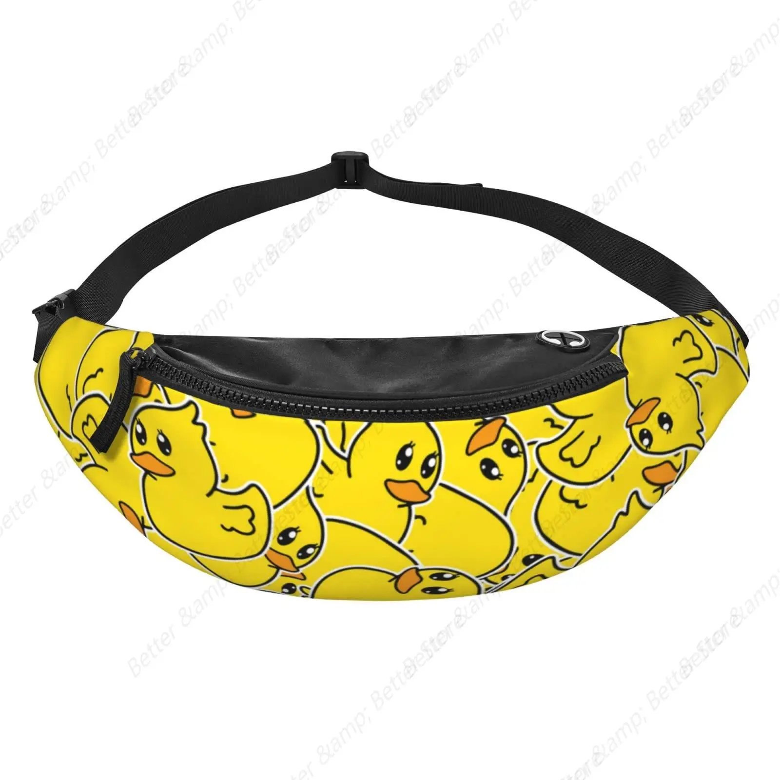 Fanny Pack Duck Yellow Waist Bag with Headphone Hole Belt Bag Adjustable Sling Pocket Fashion Hip Bum Bag for Women Men Kid