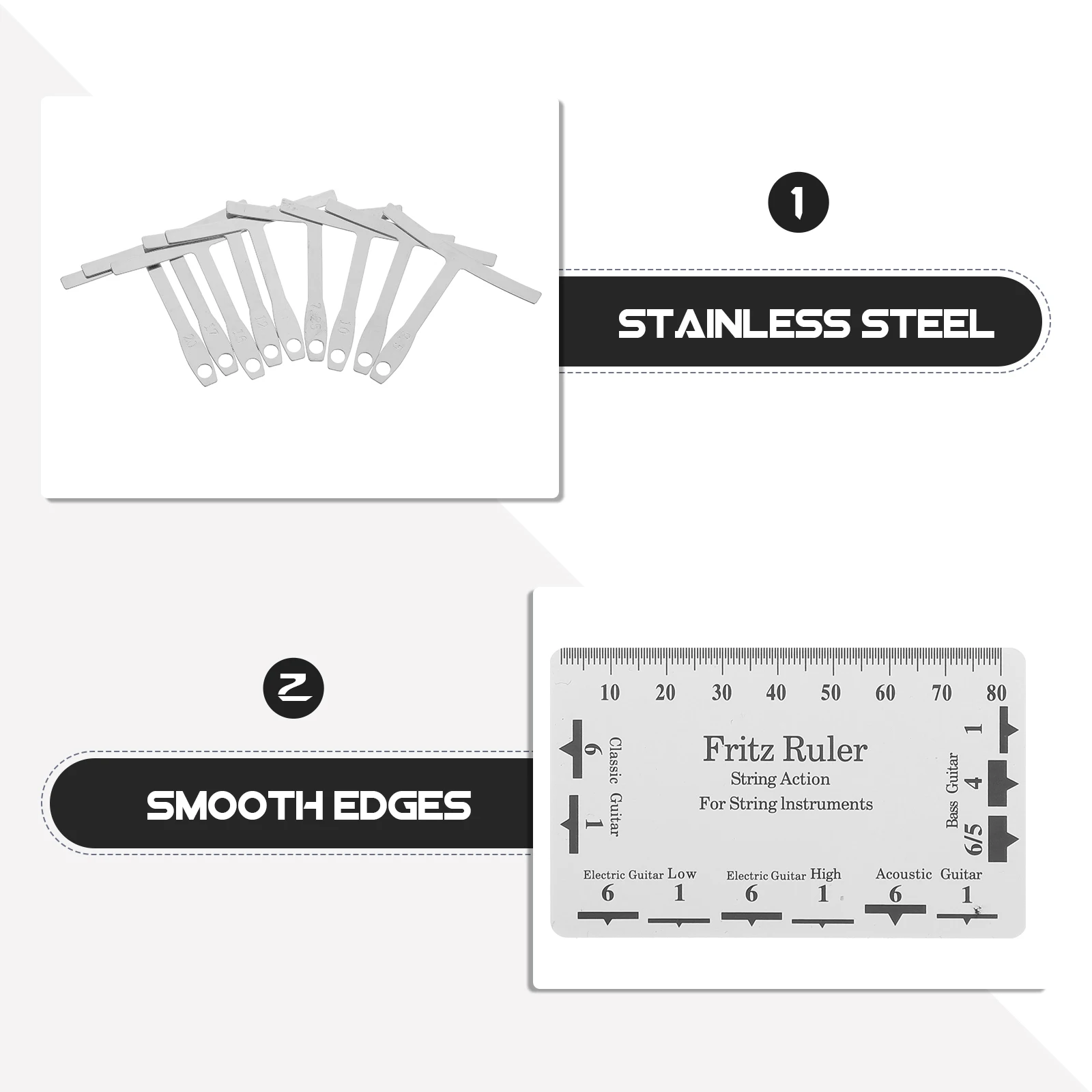 

String Height Measurement Ruler Guitar Bass Repair Setup Tools Radius Gauge Kit Easy Cleaning Smooth Edges Durable