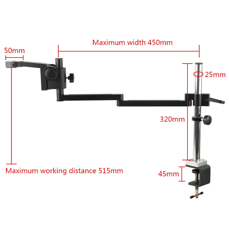 Industrial Lab Adjustable Direction Articulating Clamp Holder Bracket Support Arm 50mm 76mm Microscope Stand For Video Camera