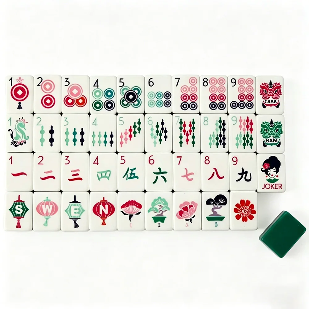 Customized 4-Layer American Mahjong Cards 160 Acrylic Tiles Mahjong Set with Print Vintage Pattern for Family Party Game S5f388b81e549486cb9db4325bee749b3R