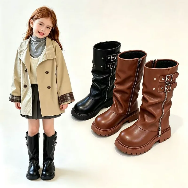 Girl Fashion Short Boot 2026 Autumn/Winter New Korean Edition Child Soft Soled Boots Fashion Girl Anti Slip Versatile Snow Boots