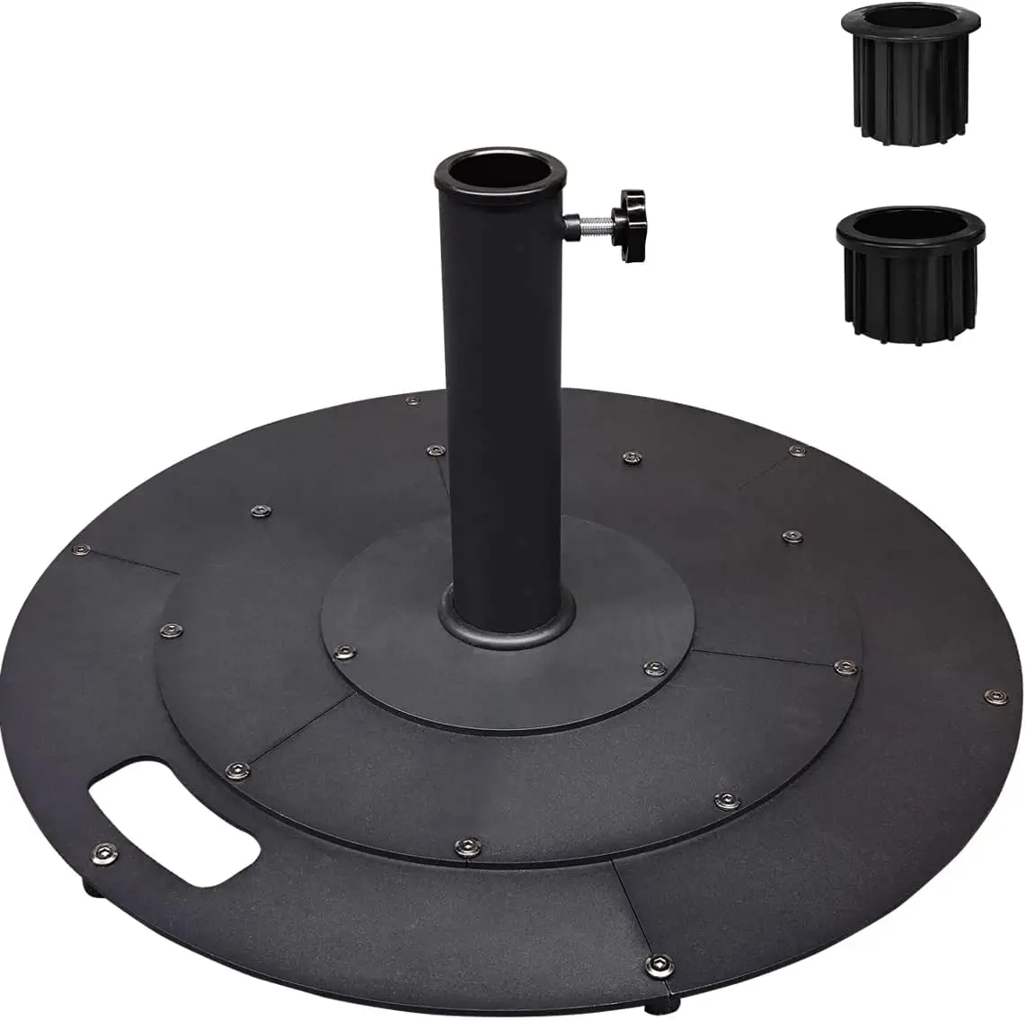 

21 Inches Heavy Duty Metal Outdoor Patio Umbrella Base Stand Holder for 1-¼" or 1-½" Umbrella Poles, Black