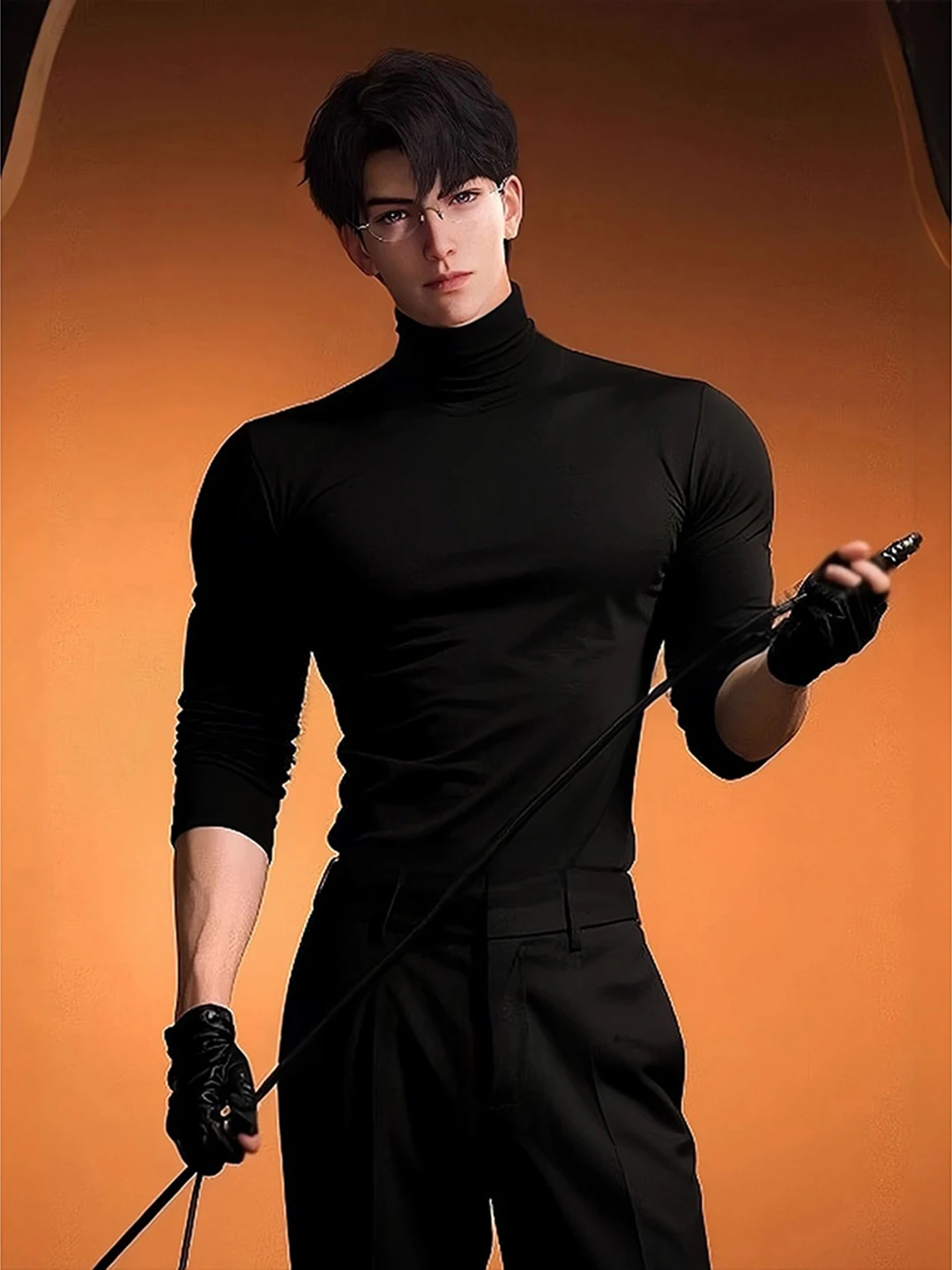 

Мужская приталенная футболка с длинным рукавом и высоким воротником из двустороннего вельвета для тепла, осень-зима, Cleanfit Temperance S...