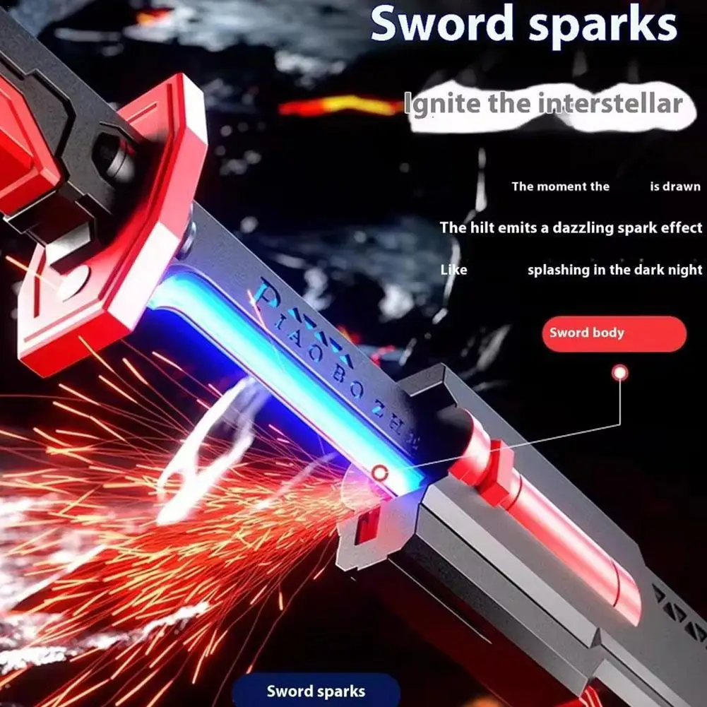

Colorful Streamer Glowing Sword Toys with Spark & Smoke Effect Light Sword Kids Adult Toys LED Lights Sci-Fi Extendable Toy