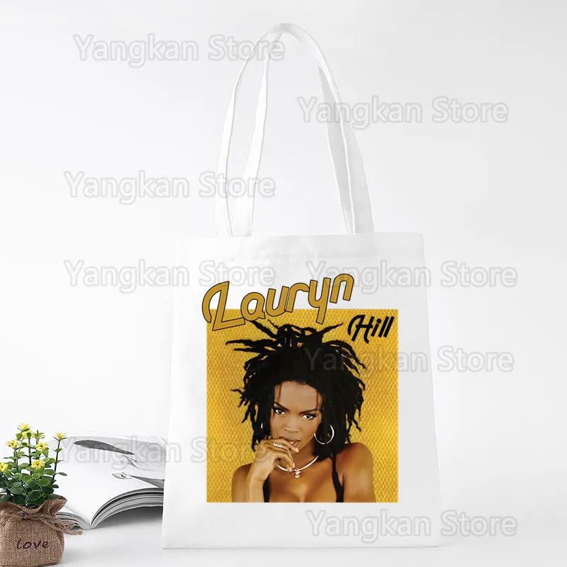 Lauryn Hill The Soul Music Canvas Tote Bag Casual Shoulder Fugees Reggae Fusion School Bags Reusable Women's Shopping Bag