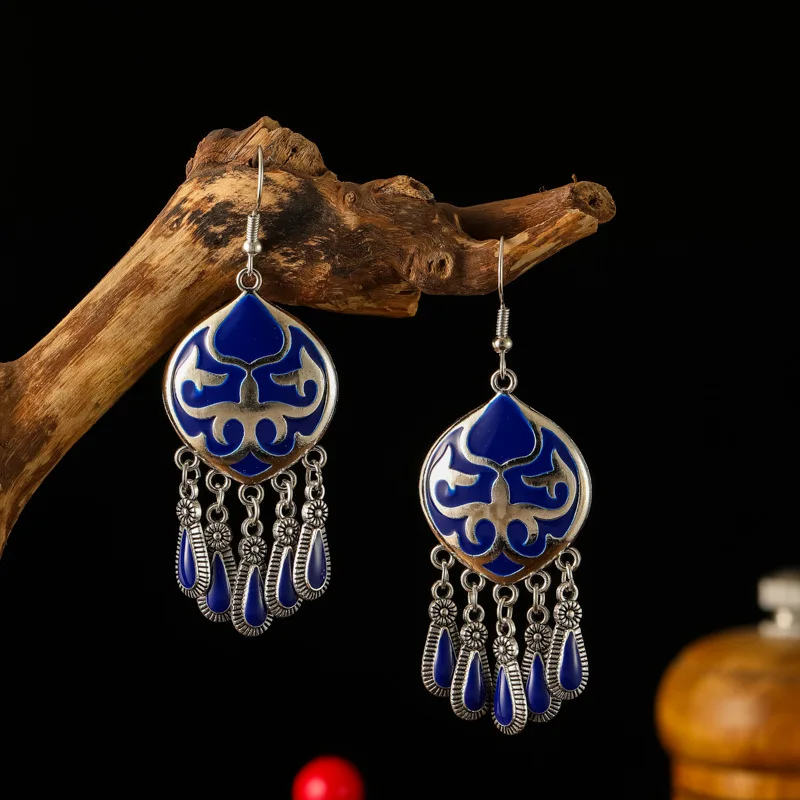 Neue ethnische Feuer Totem Ohrringe für Frauen kreatives Design kurzen Stil Emaille Vintage Wasser tropfen Ohrringe Party täglichen Schmuck – Detail 12