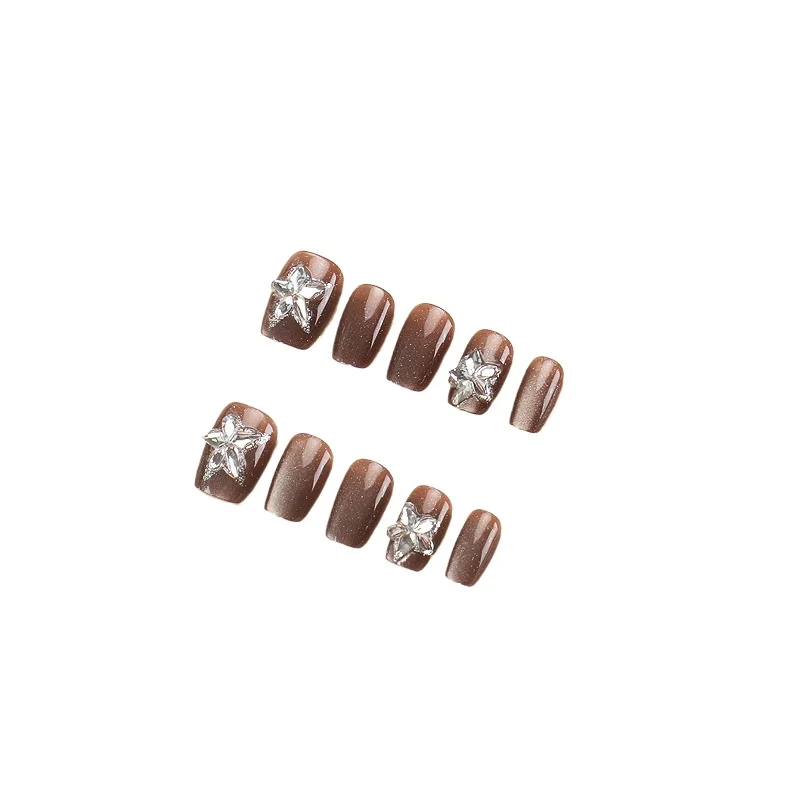 

Чистая броня ручной работы, кошачий глаз, звезды, сверкающие бриллианты, короткие ветровые короткие желания, высококачественное отбеливающее искусство ногтей.