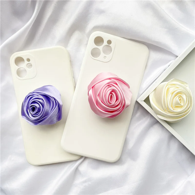 New 1PC Popular Colorful Romantic Rose flower Finger Grip ABS Ring Stand Folding Holder Phone Bracket Mount for iPhone Android