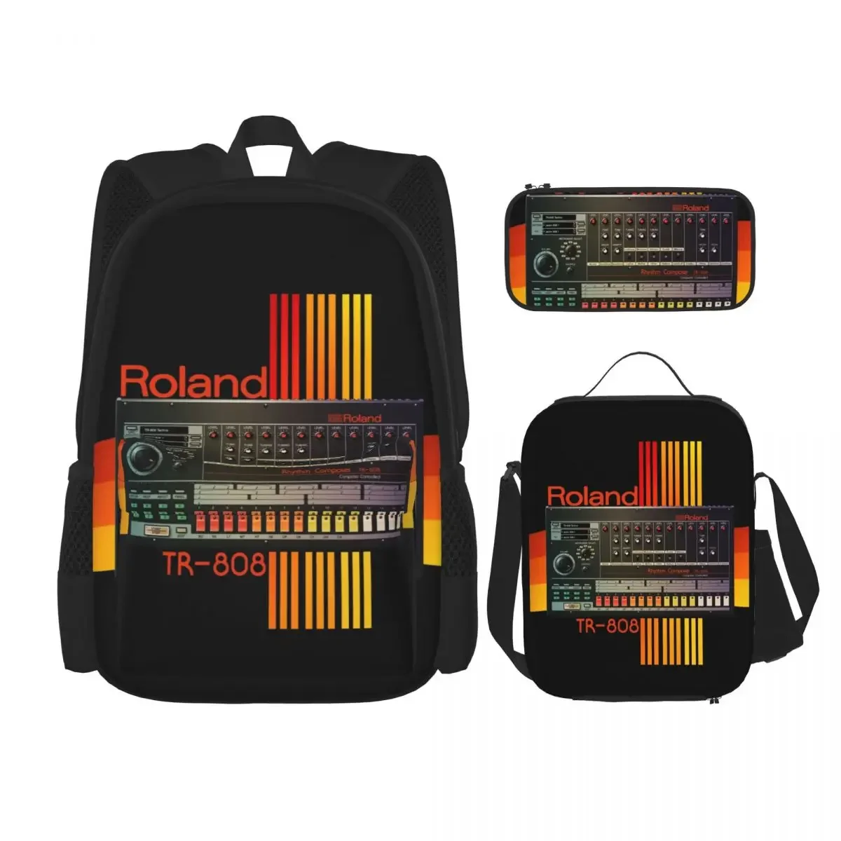 

Roland Tr-808 Drum Machine Model Backpacks Boys Girls Bookbag Children School Bags Rucksack Lunch Bag Pen Bag Three-Piece Set