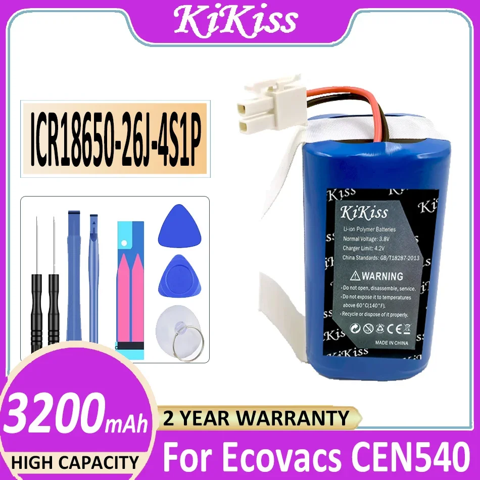 

KiKiss Battery 3200mAh For Ecovacs ICR18650-26J-4S1P CEN540 546 550 640 663 665 Bateria